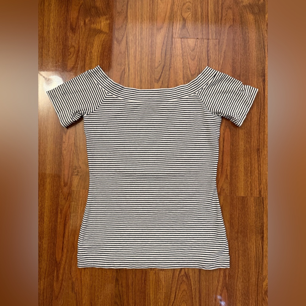 J crew Striped Off-Shoulder Women’s Top in Black and White